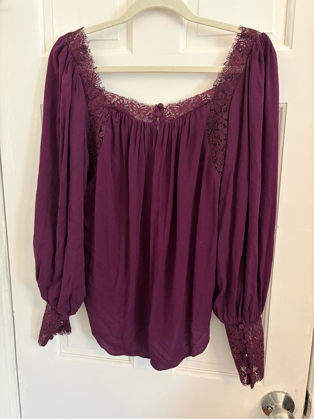 NWT Free People Flutter By Lace Blouse Potent Purple Size Small boho ren faire - Picture 8 of 9